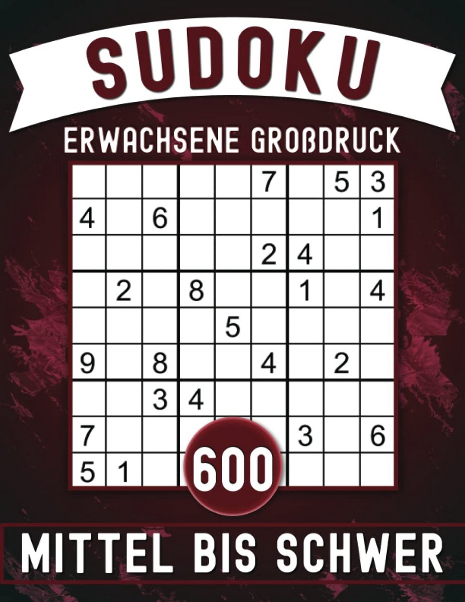 600 Grote Letter Sudoku Puzzels voor Volwassenen: Gemiddeld tot Moeilijk met Oplossingen