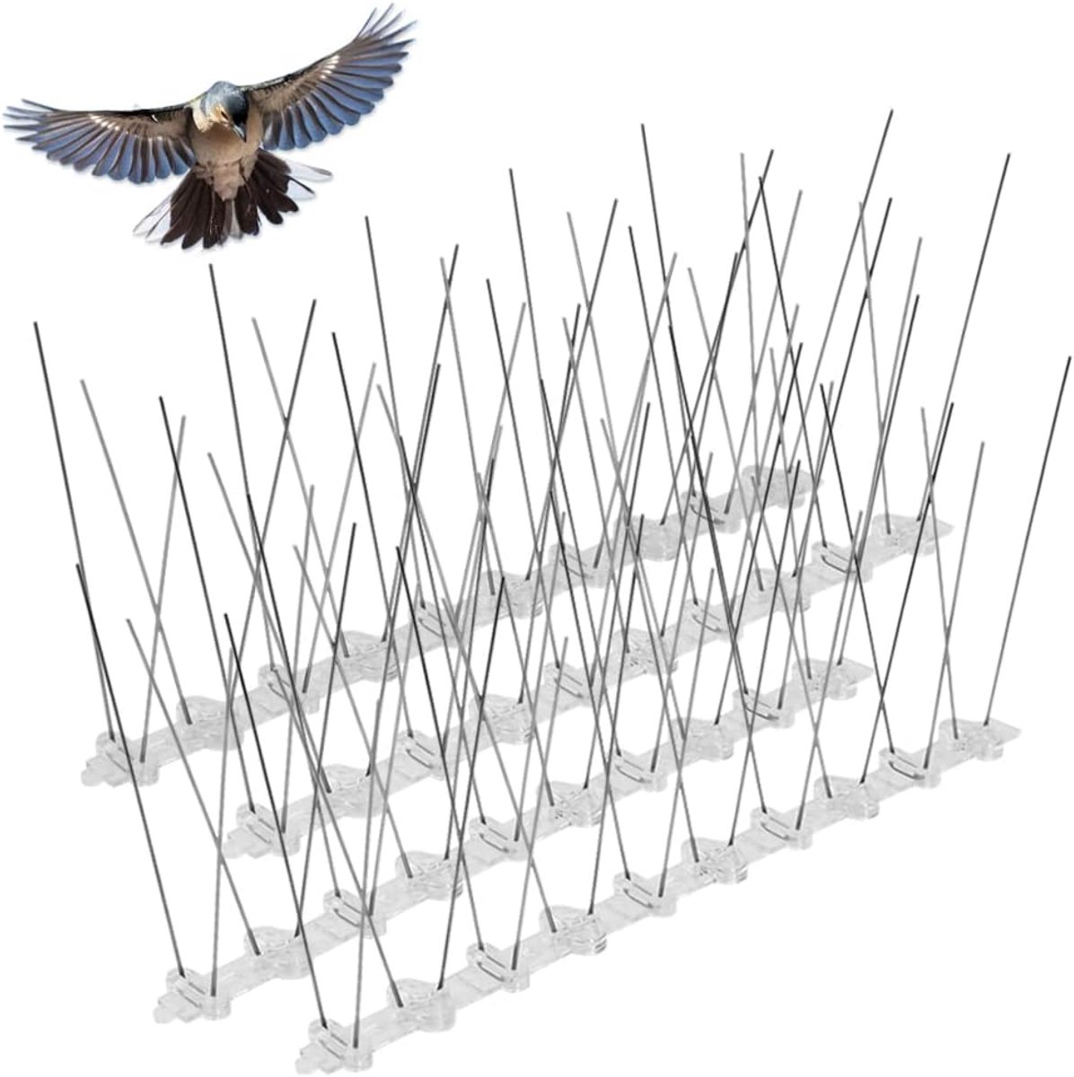 Famanu – Vogelafweer pinnen van roestvrij staal - set van 4 strips van 1 meter - duurzame duiven- en vogelwering voor muren - hekken en balkons - anti-klim bescherming tegen vogels en katten