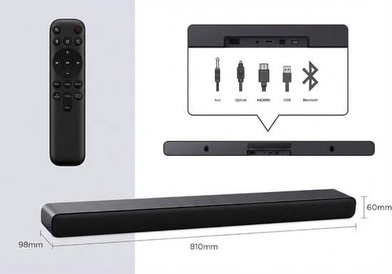 SNJY® Soundbar - TV Speaker - Home Cinema - 100 W - Zwart van SNJY — afbeelding 4