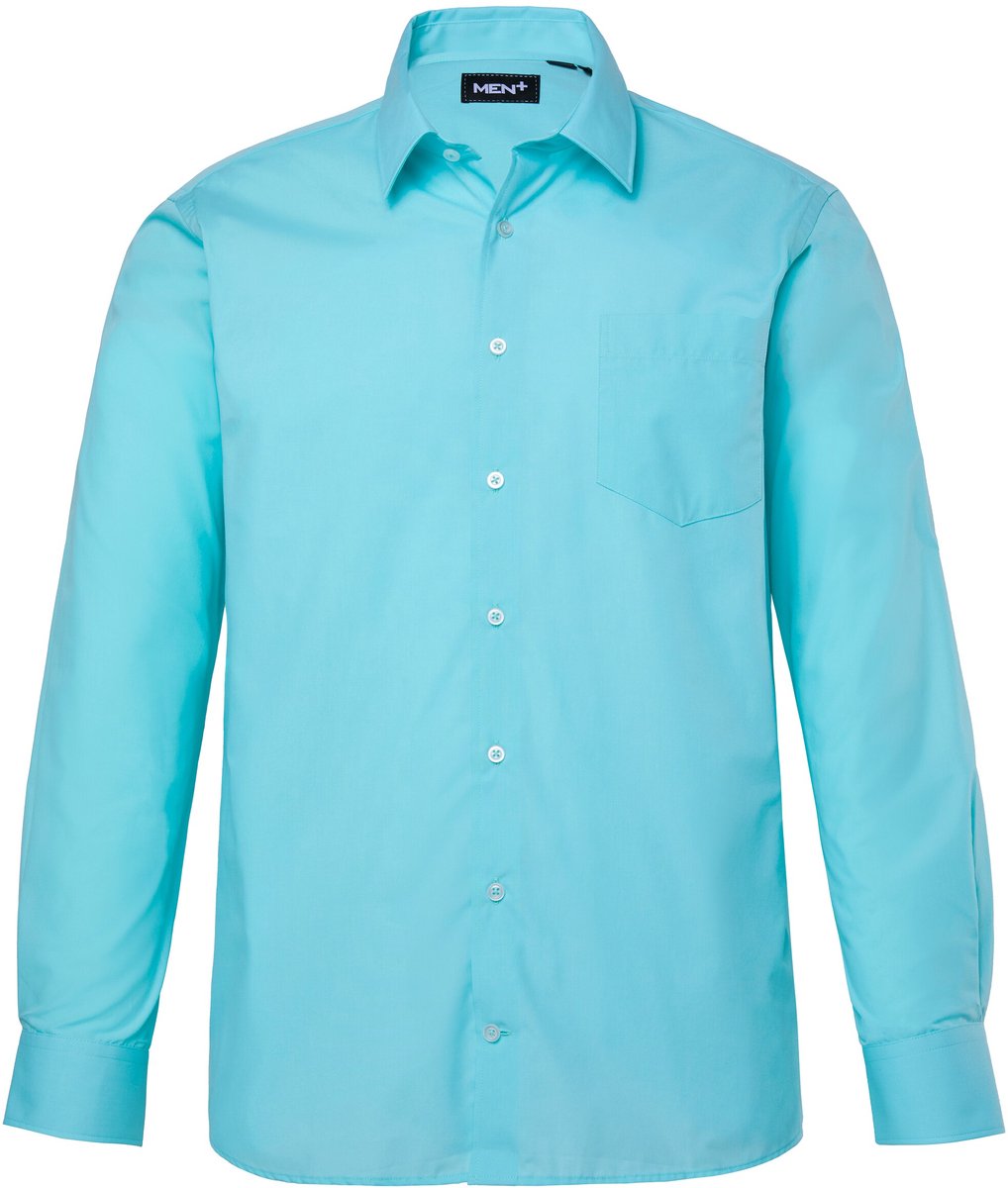 Men Plus - Heren - Zakelijk overhemd lange mouwen EasyCare kentkraag comfort fit - Lichtturquoise - Maat L