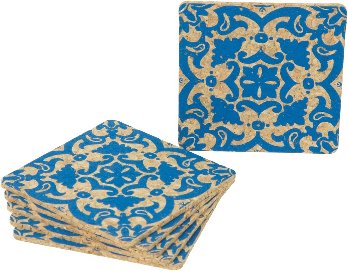 Set van 6 Ronde Kurk Onderzetters - Vochtbestendig en Decoratief Tafelaccessoire