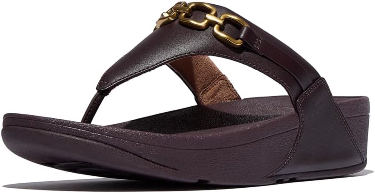Dames Sandalen met Vierkante Ketting en Leren Tussentang
