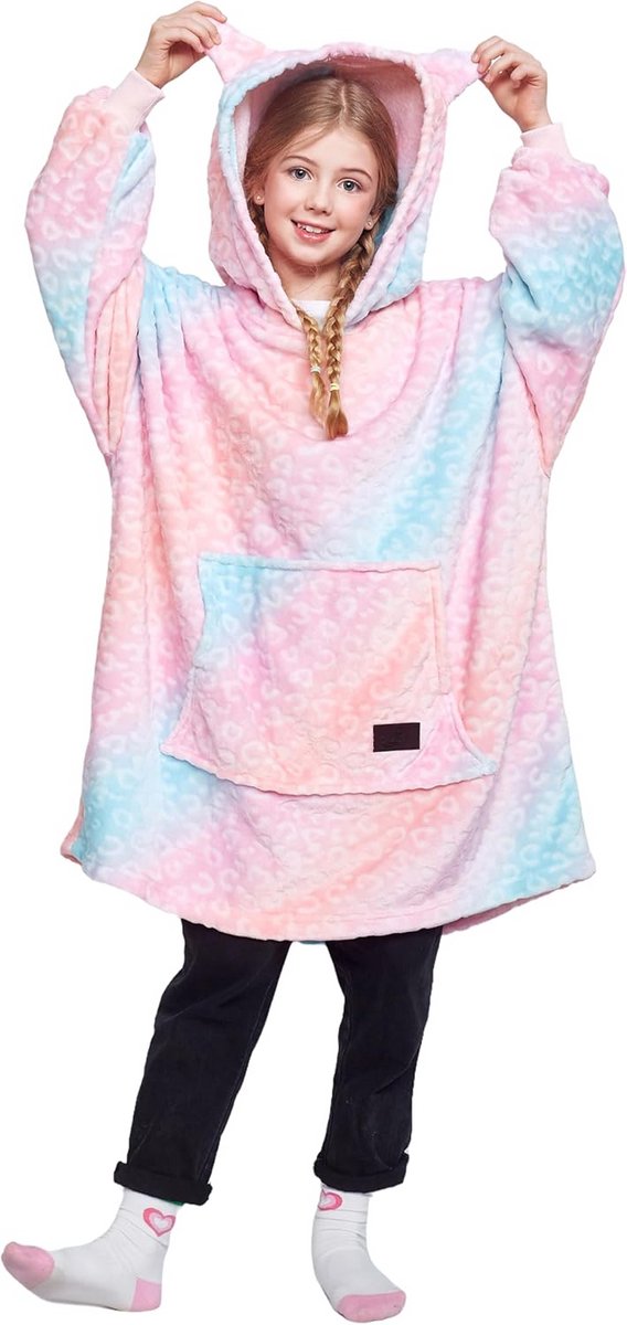 Extra Warme en Zachte Draagbare Hoodie Deken voor Kinderen en Tieners