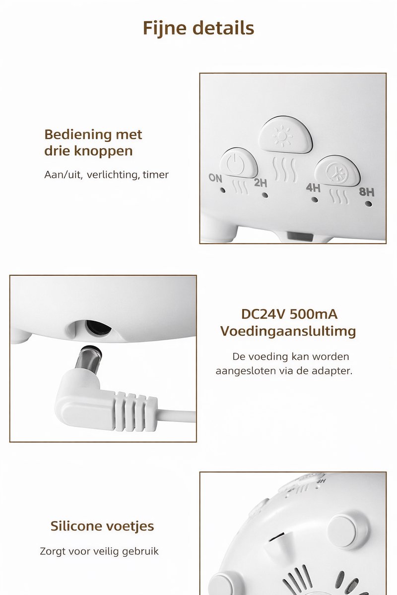 Aroma Diffuser 300ml met 6 Etherische Oliën – Geurverspreider & Luchtbevochtiger – Met Afstandsbediening – LED – Slaapkamer – EasyMart — cadeau in Wonen & Interieur - foto 5
