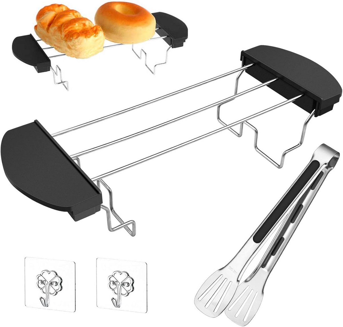 RVS Verwarmrek voor Pop-up Toaster met Keukentang - Universele Broodrooster Accessoire