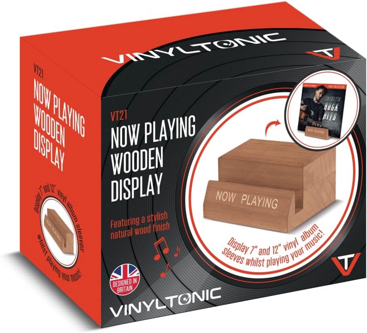 Houten Standaard voor Vinyl Plaat - 'Nu Aan Het Spelen' Display