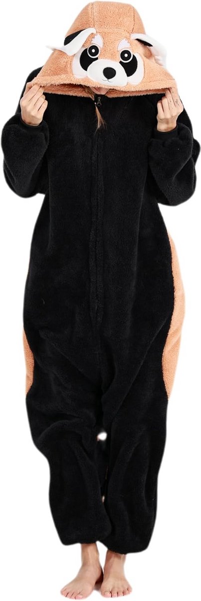 Dieren Onesie Pyjama Unisex Grijs Wasbeer Cosplay Kostuum Homewear