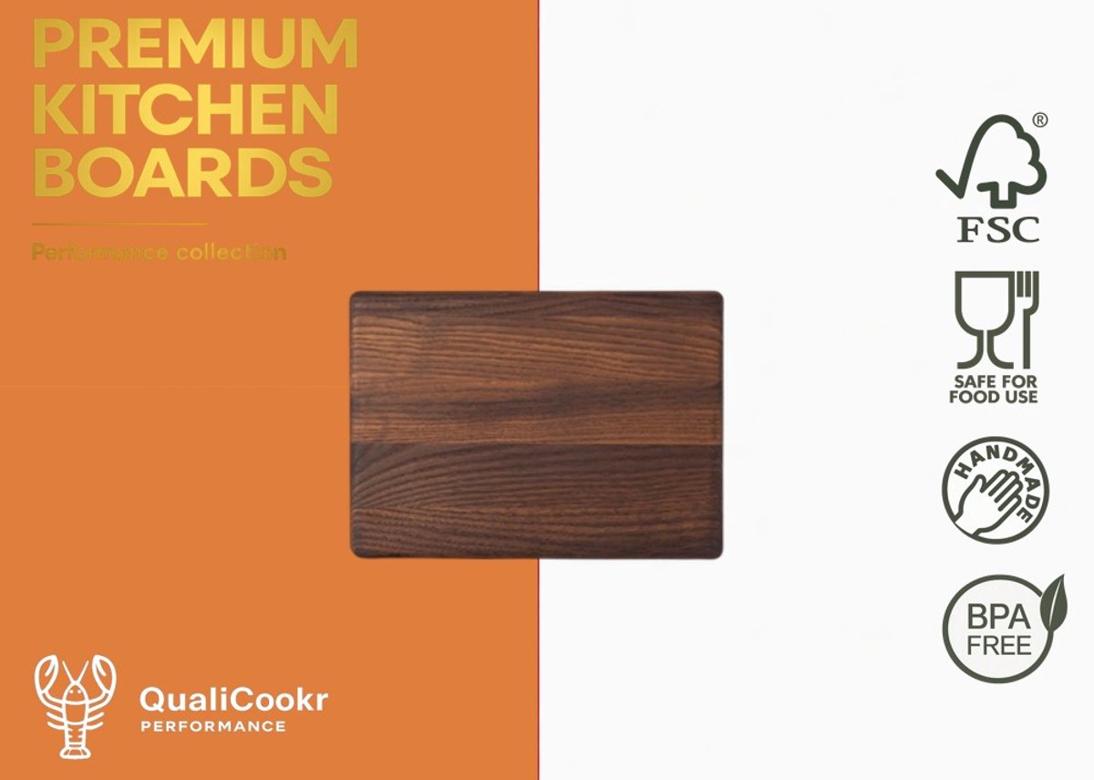 QualiCookr | Thermisch Essen Serveerboard 250x180x15MM | Borrelplank | Kaasplank | Tapasplank | Serveerplank | Hapjesplank | Snijplank