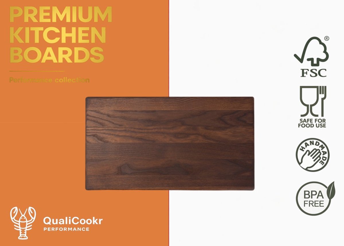 QualiCookr | Thermisch Essen Serveerboard 450x250x15MM | Borrelplank | Kaasplank | Tapasplank | Serveerplank | Hapjesplank | Snijplank