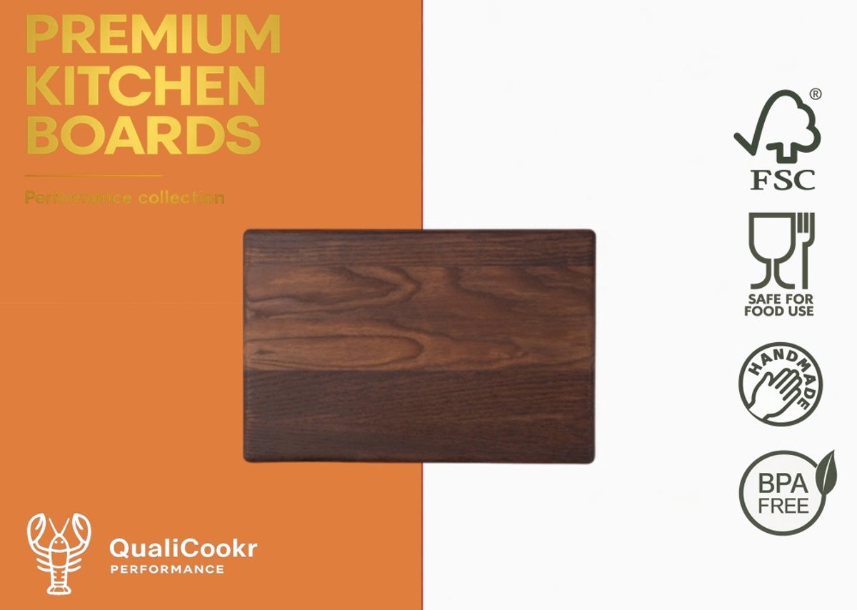 QualiCookr | Thermisch Essen Serveerboard 300x200x15MM | Borrelplank | Kaasplank | Tapasplank | Serveerplank | Hapjesplank | Snijplank