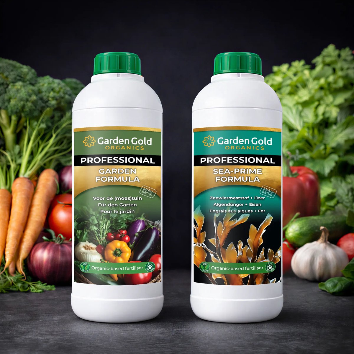 Garden Gold Biologisch Voedingsprogramma Moestuin en Tuin – 2 x 1 L – Moestuin Voeding met Wortelvoeding en Bladbooster – 5-15 ml per 1 L Water