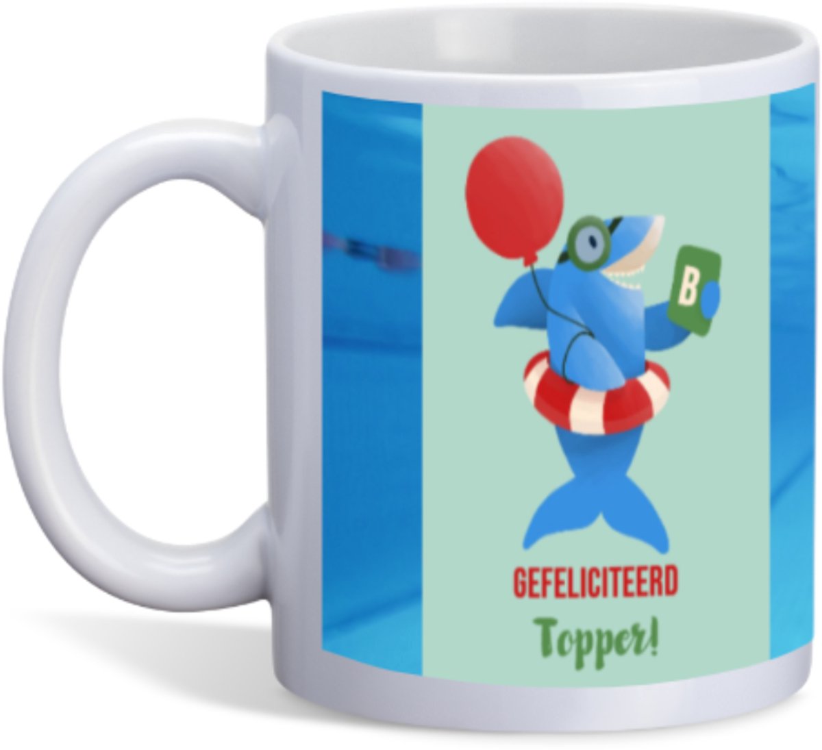 Mok-Zwemdiploma-B-kunststof-grappig-kado-onbreekbaar-kinderen