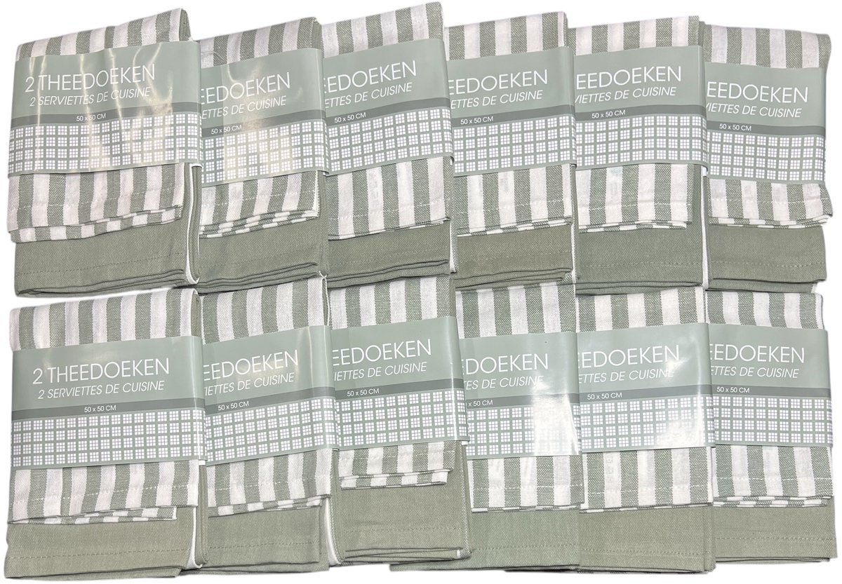 24 x Theedoek 50 cm x 50 cm Grijs 100 % Katoen
