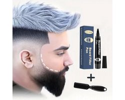 Baard Pen Waterproof Zwart - Baard Filler Kit met 4-Punts Precisietip