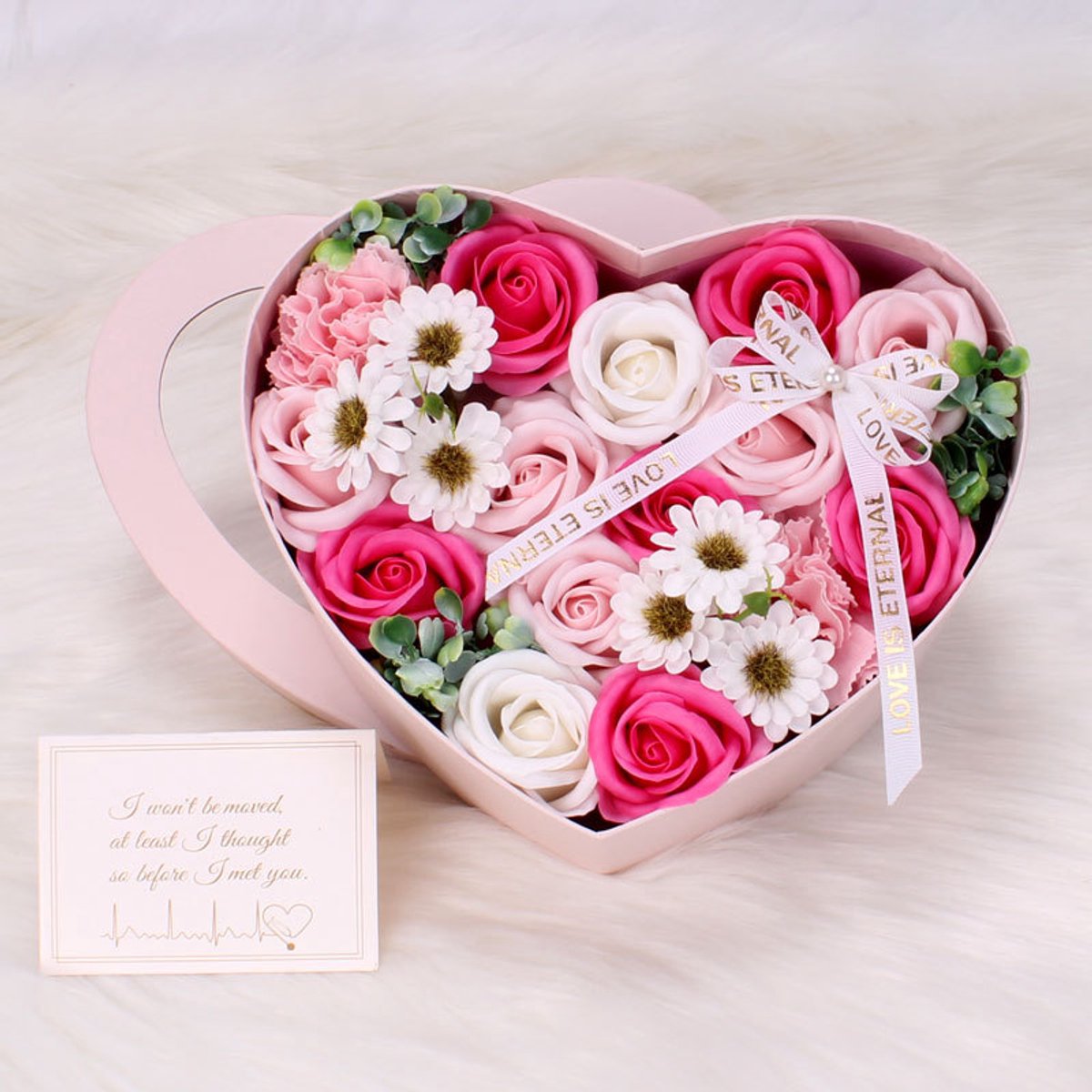 KZQ Geconserveerde bloemen - Geconserveerde rozen in een doos - Cadeauverpakking met zeeprozen - Valentijnsdagcadeau - Verjaardagscadeau - Voor moeders, vriendinnen, zussen, echtgenotes - Roze zeeprozen cadeau