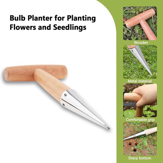 Handmatige bloembollenplanter, zaaistok, tuinstok, plantstok voor in de tuin, gegalvaniseerde aluminium bloembollenplanter, geschikt voor het planten van tulpen, narcissen, dahlia's en andere bloemen. van Merkloos	 — afbeelding 4