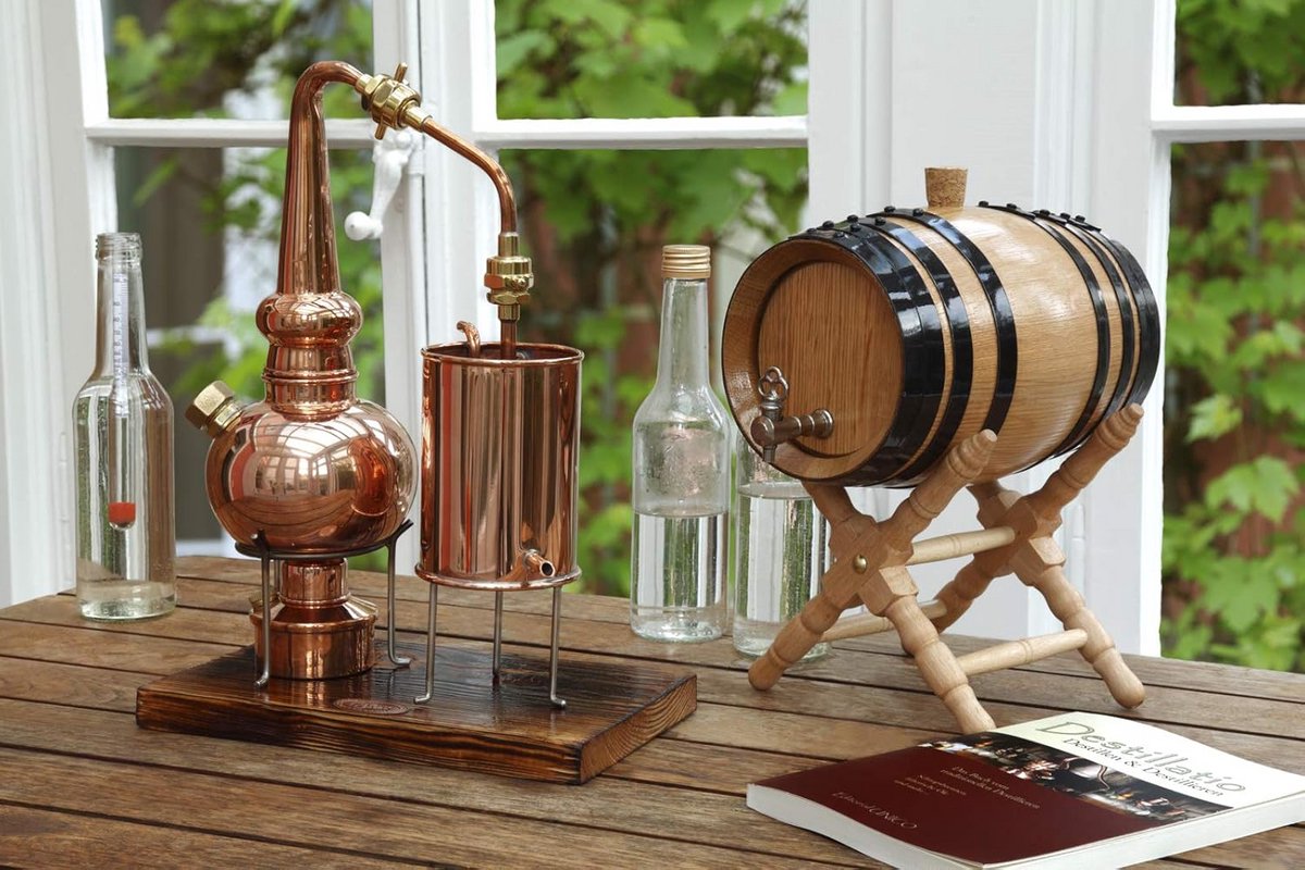 Koperen Distilleerketel 0.5L voor Whisky, Brandy & Essentiële Oliën