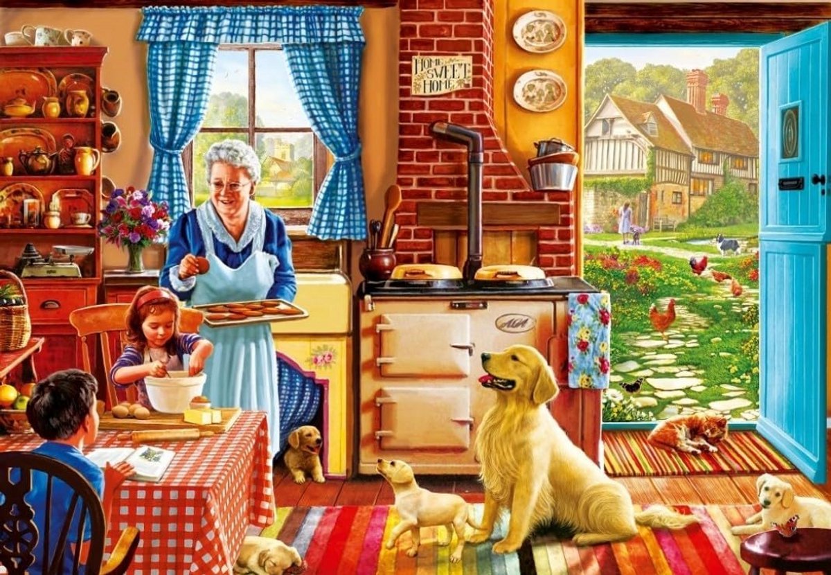 Puzzel 1000 Stukjes - Gezellige Engelse Cottage Interieur - Puzzel voor Volwassenen
