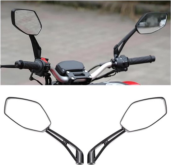 Universele motorspiegels met houder, niet-verblindend - Achteruitkijkspiegel voor motorfiets en bromfiets - Kunststof - Fietsaccessoire