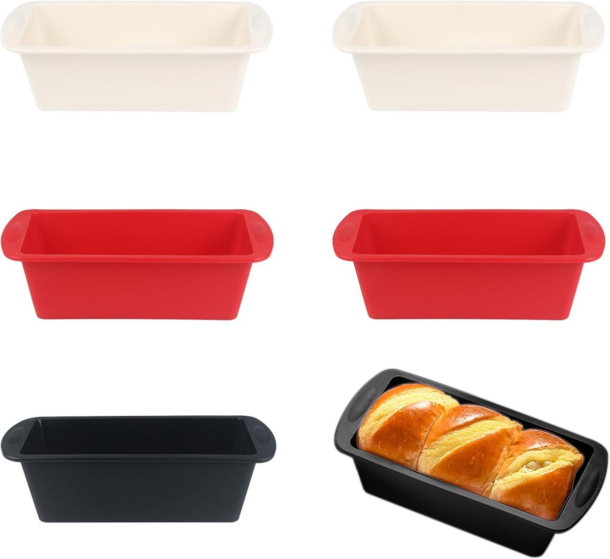 6x Kleine Rechthoekige Siliconen Bakvormen voor Brood en Cake - Ovenbestendig