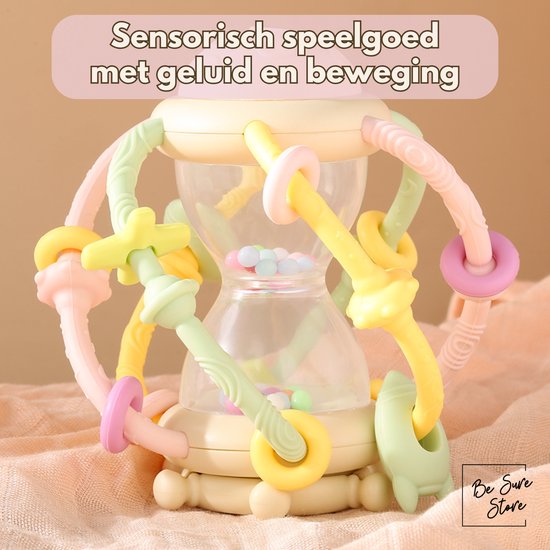Be Sure Store® Zandloper Geel - Baby Speelgoed - Montessori Speelgoed - Bijtring & Rammelaar - vanaf 6 Maanden - Kraamcadeau van Merkloos — afbeelding 4