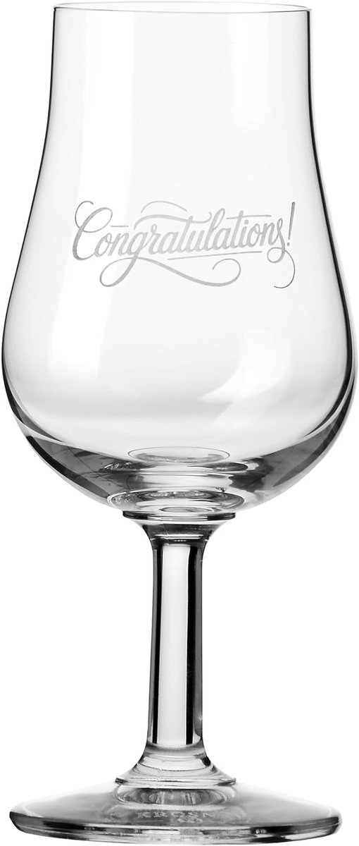 KROSNO Glas met opschrift „Congratulations“, „Gefeliciteerd“ voor whisky, brandy en likeuren 110 ml,1 stuk – elegant loodvrij kristalglas – cadeau, decoratief glas