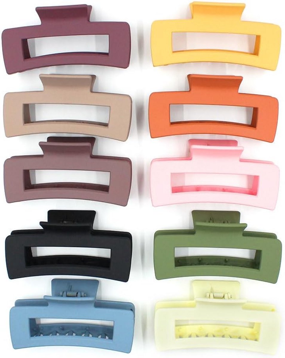 10 Stuks Grote Matte Antislip Haarklemmen voor Dik en Krullend Haar