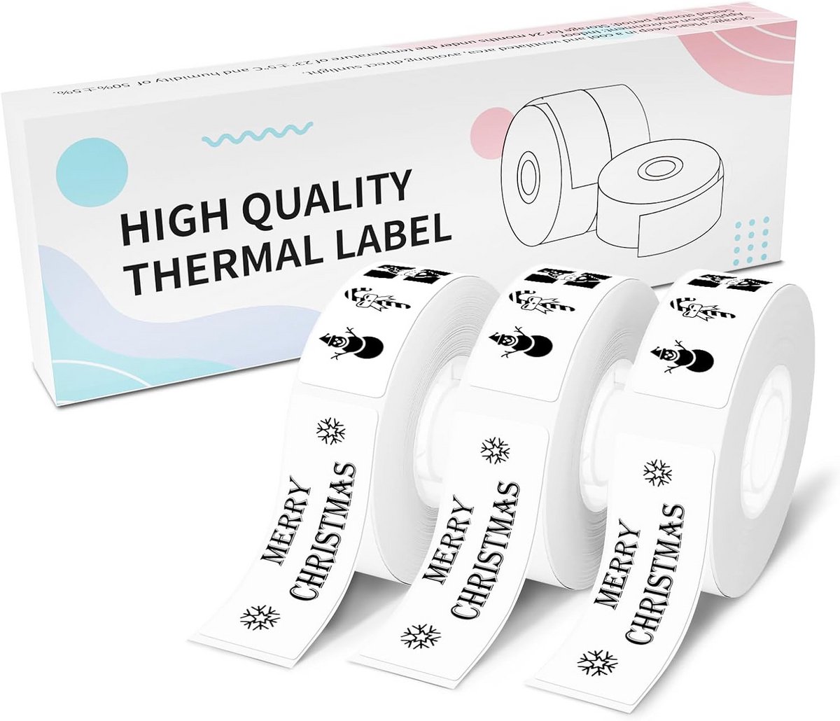 Labelprinter Rollen Wit Zwart Op Wit - 14x40mm Zelfklevend Thermisch Papier (3x180 Stuks)