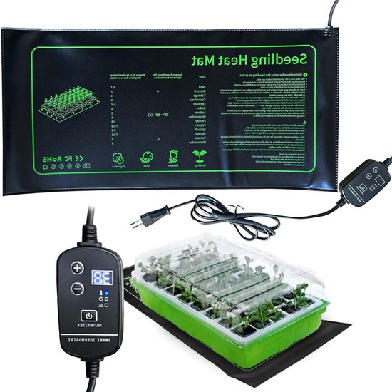 Foto: Quvo warmtemat planten waterdicht kweekmat 20 watt kweekmat verwarmingsmat kweken propagator mogelijk voor terrarium zwart 53cm x 25cm x 3cm