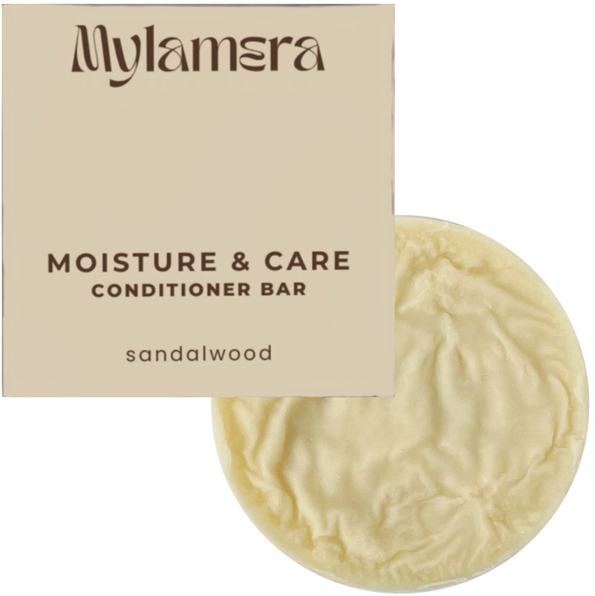 Mylamera Moisture & Care – Conditioner Bar Sandalwood – Hydrateert & Ontklit – Plasticvrij – Met Shea Butter & Plantaardige Proteïne