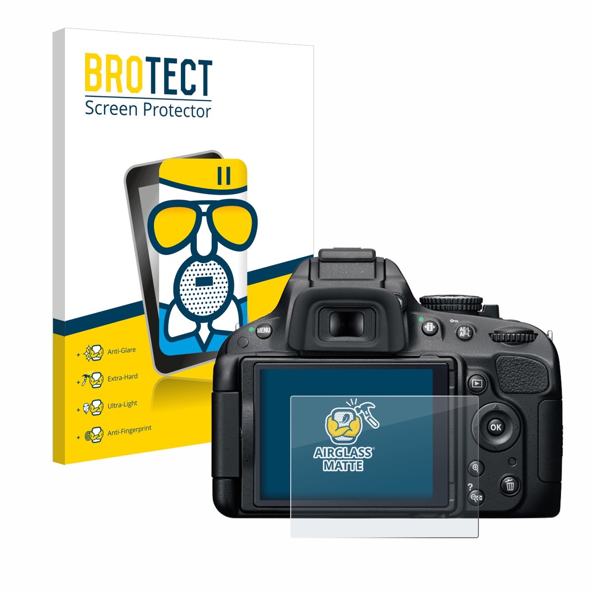 BROTECT - Screenprotector voor Nikon D5100 - Folie Beschermfolie Beschermglas matte