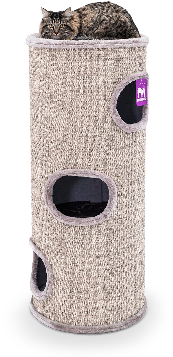 Bol.com Petrebels Dome 110 Krabton voor katten - Cappuccino - Ø 45 x 110 cm - stabiel aanbieding