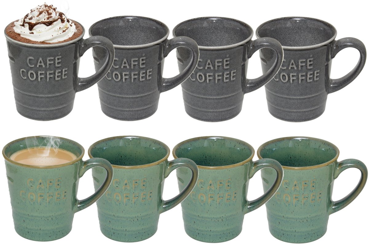 Secret de gourmet Koffiemokken - 8x stuks - 200 ml - kleuren gemixt