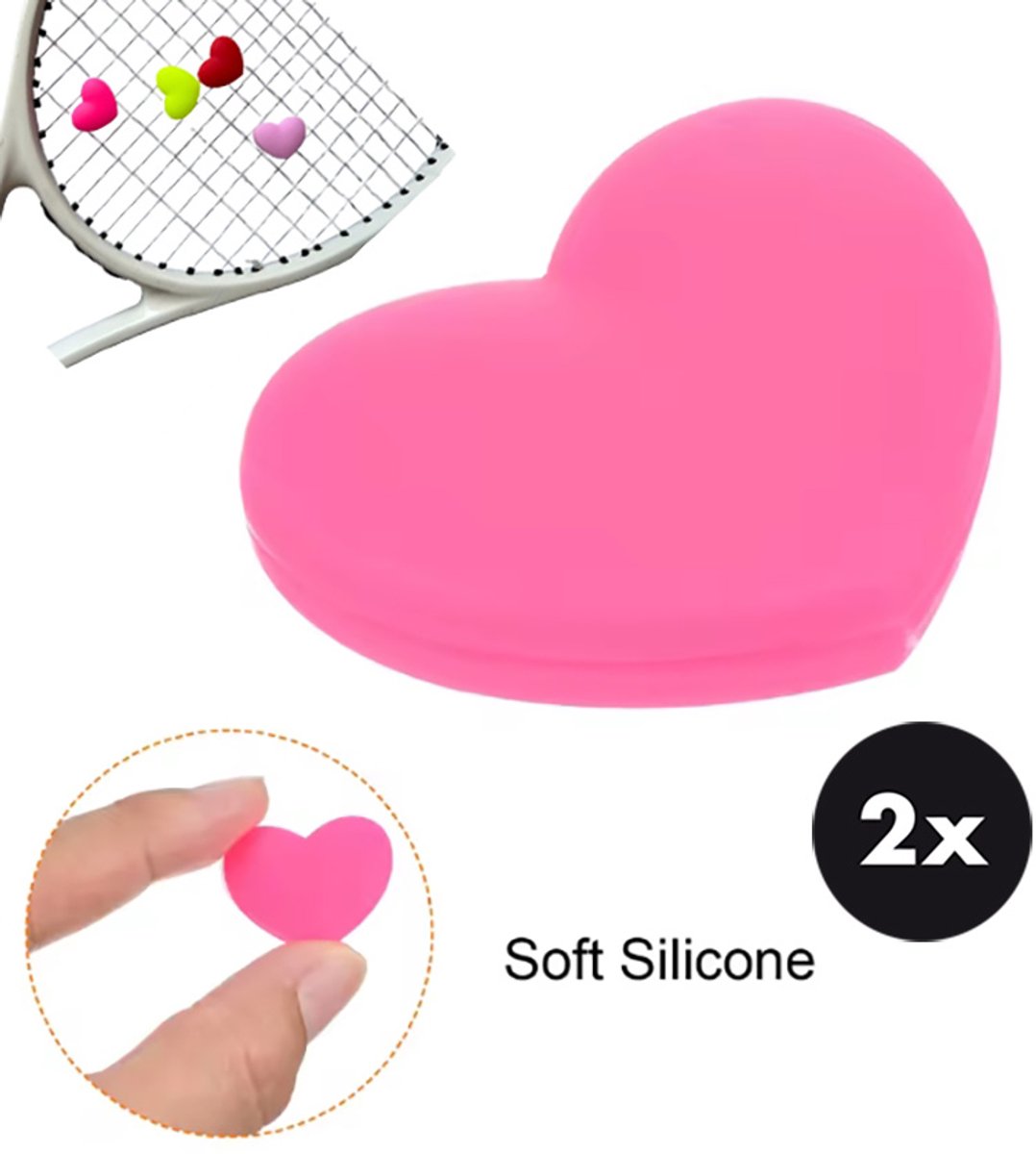 Actie4you® - Tennis Racket demper – Trillingsdemper - Vibration Dampeners – Tennis Demper - 2 Stuks - Hartje Donker Roze