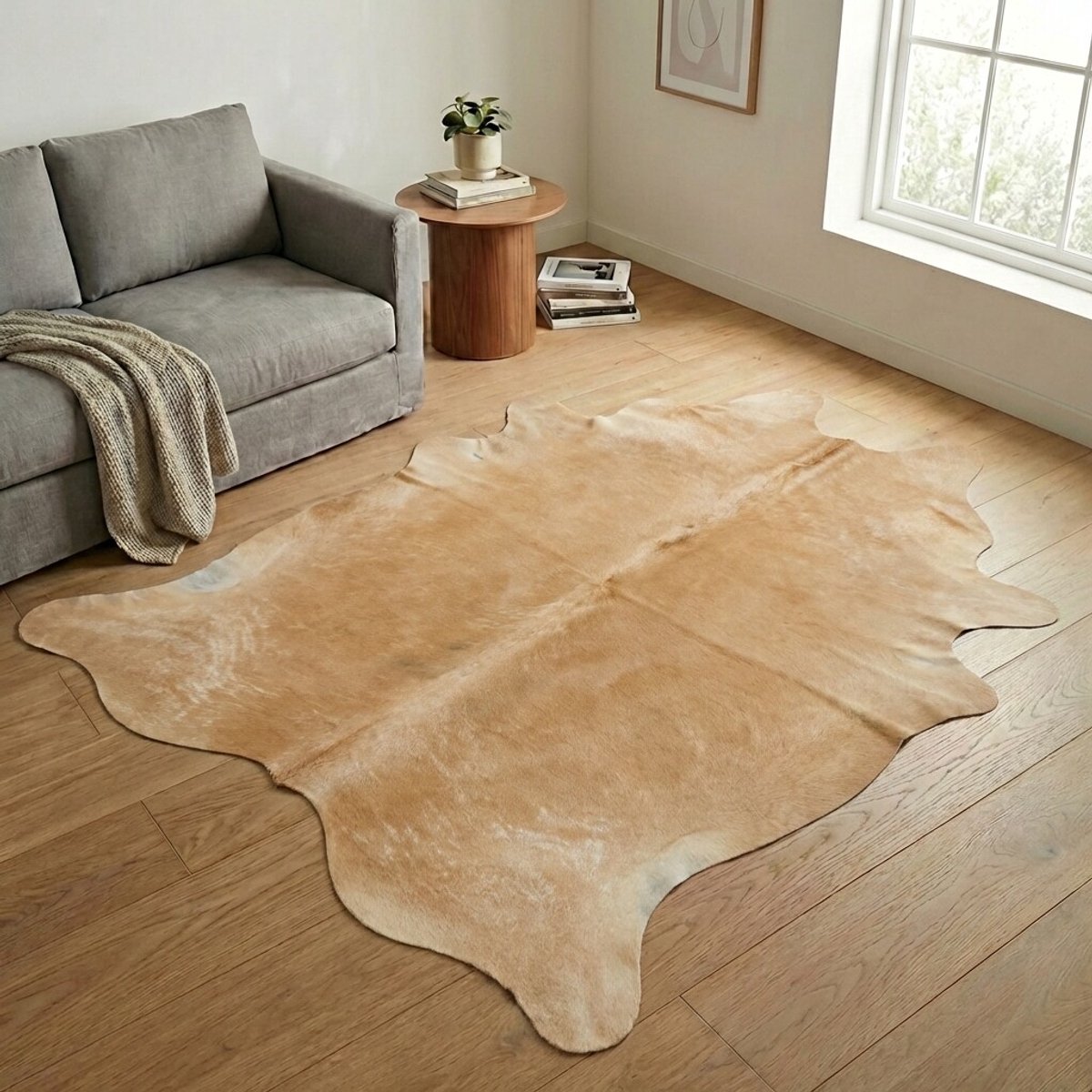 Koeienhuid Vloerkleed XXL (Extra Groot) - Bruin-wit - 241 x 220 cm - Koeienkleed / Koeienvel / Dierenvel / Dierenhuid / Koehuid Tapijt