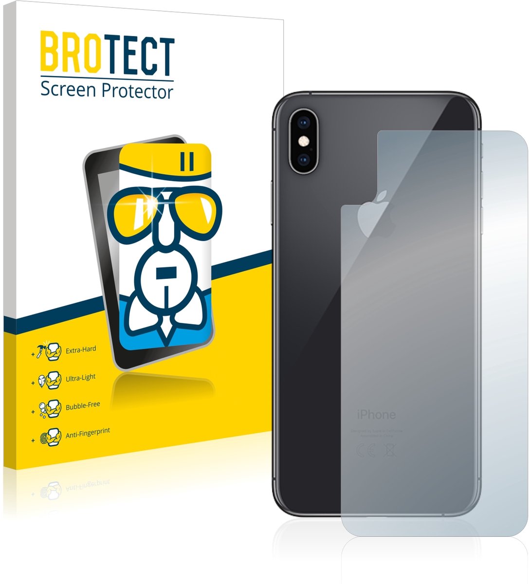 Screenprotector voor Apple iPhone Xs Max (Achterkant) Beschermglas transparant