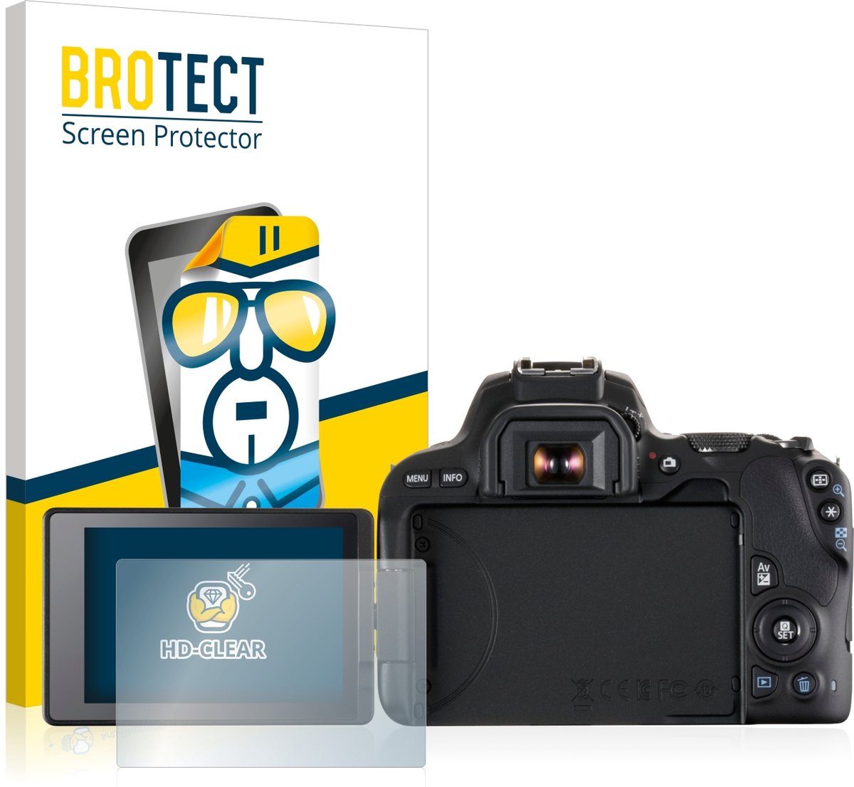 BROTECT - Screenprotector voor Canon EOS 200D - Folie Beschermfolie transparant 2 Stuks