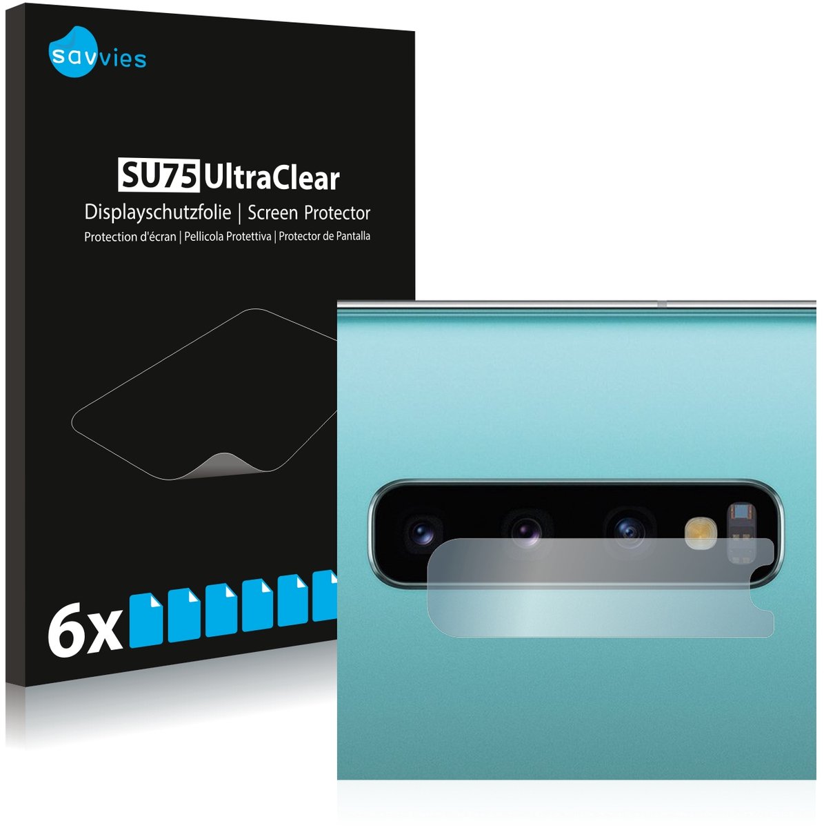 Savvies - Screenprotector voor Samsung Galaxy S10 Plus (ALLEEN Camera Lens) - Folie Beschermfolie transparant 6 Stuks