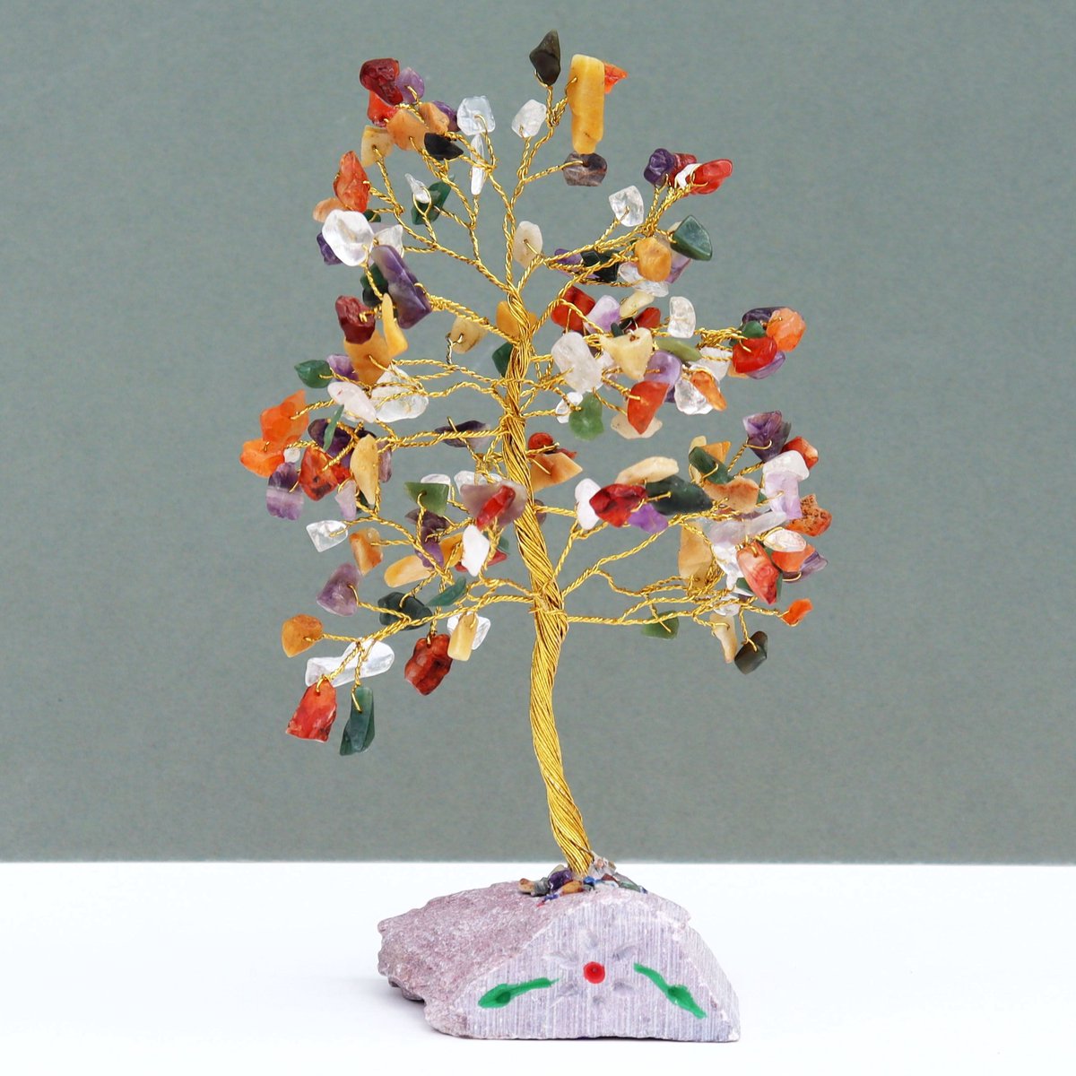 Ancient Wisdom - Decoratief beeld - Edelstenenboom multicolor - edelstenen - kunstwerk - interieurdecoratie - natuurlijke decoratie - handgemaakt
