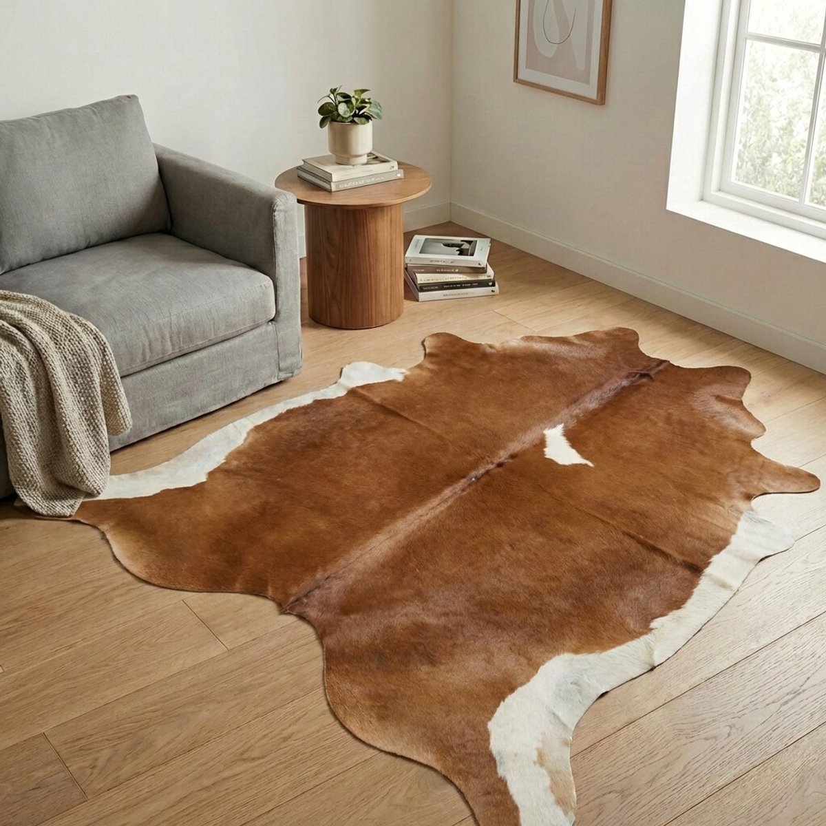 Koeienhuid Vloerkleed - Effen-solid - 206 x 189 cm - Koeienkleed / Koeienvel / Dierenvel / Dierenhuid / Koehuid Tapijt