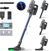 Olvy Steelstofzuiger Draadloos - 2 Accu's - Met Dweilfunctie - 5 Zuigniveaus - Vacuum Cleaner - Draadloze Snoerloze Stofzuiger - Zonder Zak - Op Accu - 350W - 35Kpa - Kruimeldief