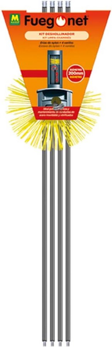 Schoorsteenveegset 200 mm Nylon Borstel en Stangen voor Reiniging