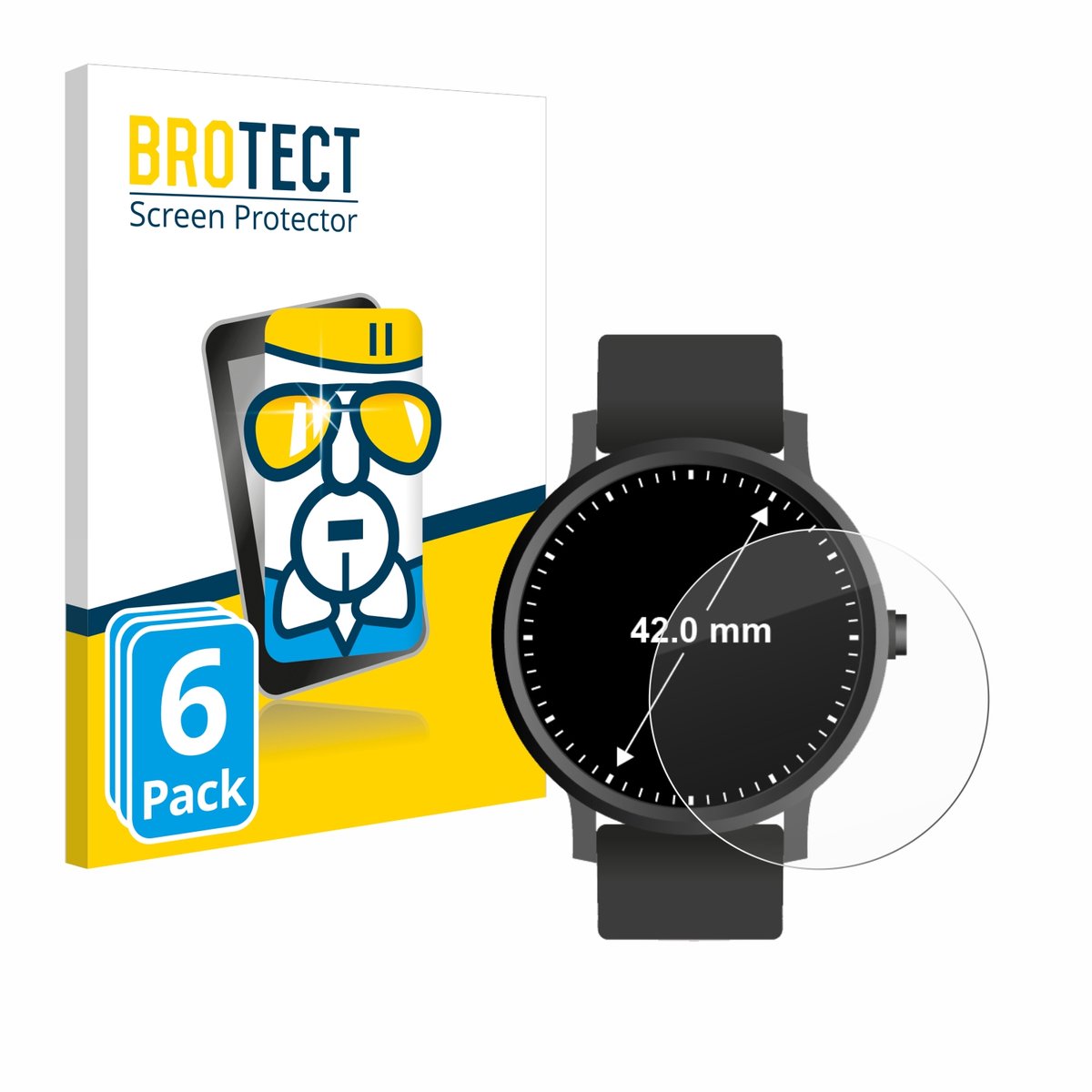 Screenprotector 6 Stuks voor Horloges (Rond, ø: 42 mm) Beschermglas transparant