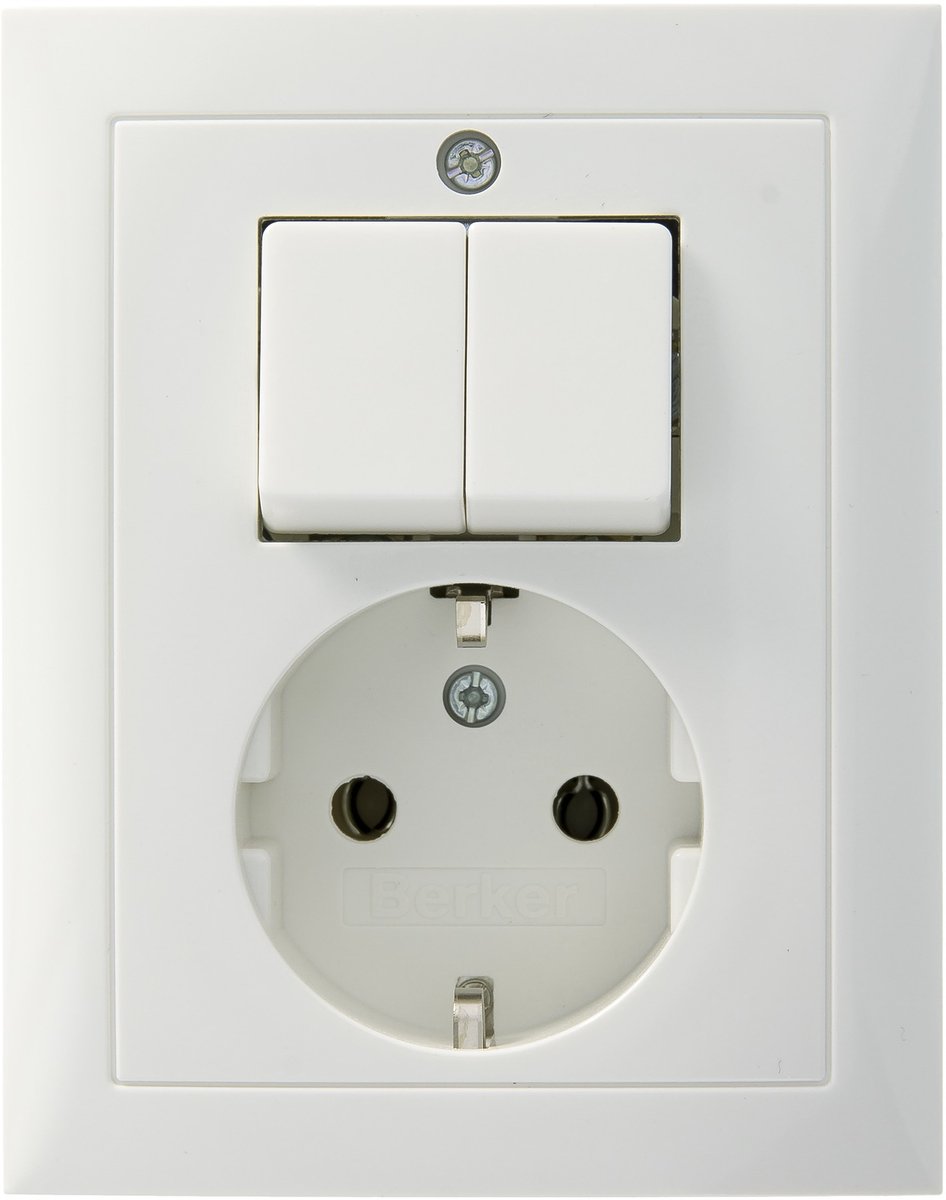 Berker S.1 Geaard Stopcontact met Serieschakelaar Wit