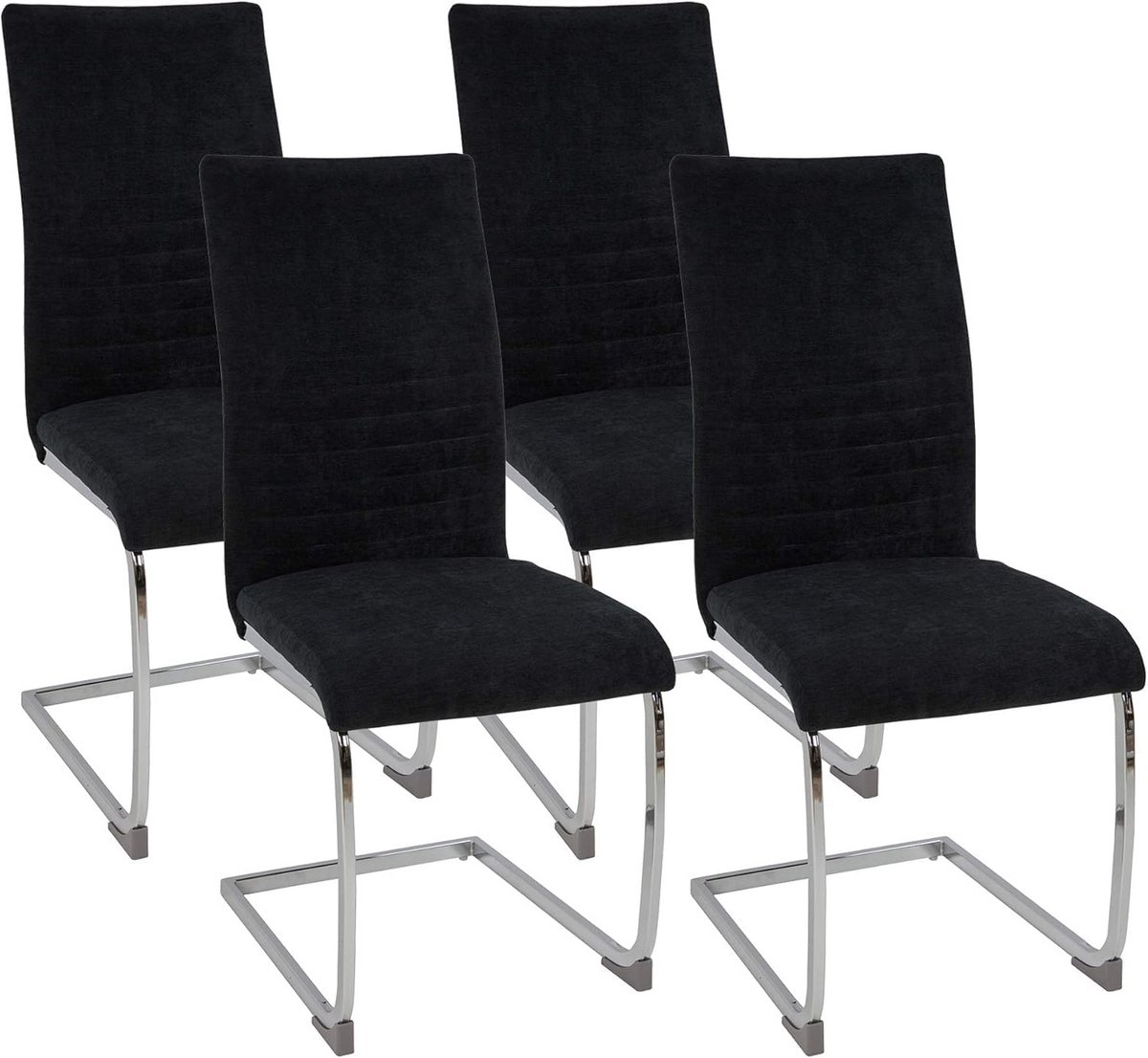 Set van 4 Cantilever Eetkamerstoelen Zwart met Kwaliteitskeurmerk