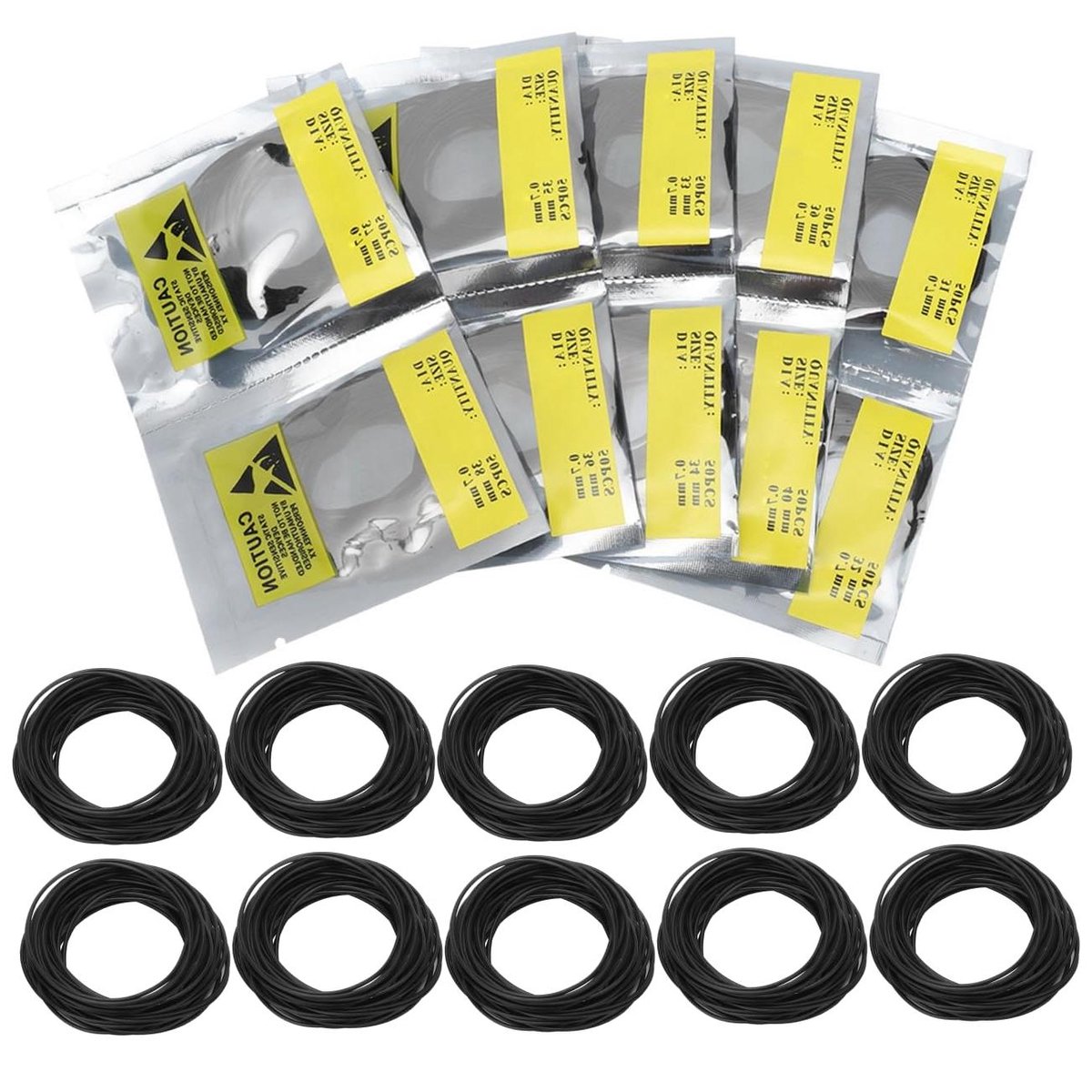 Horloge O-ring afdichtingen set van 500 stuks - Rubberen pakkingen - 0,7mm - Waterdichtingseinrichting