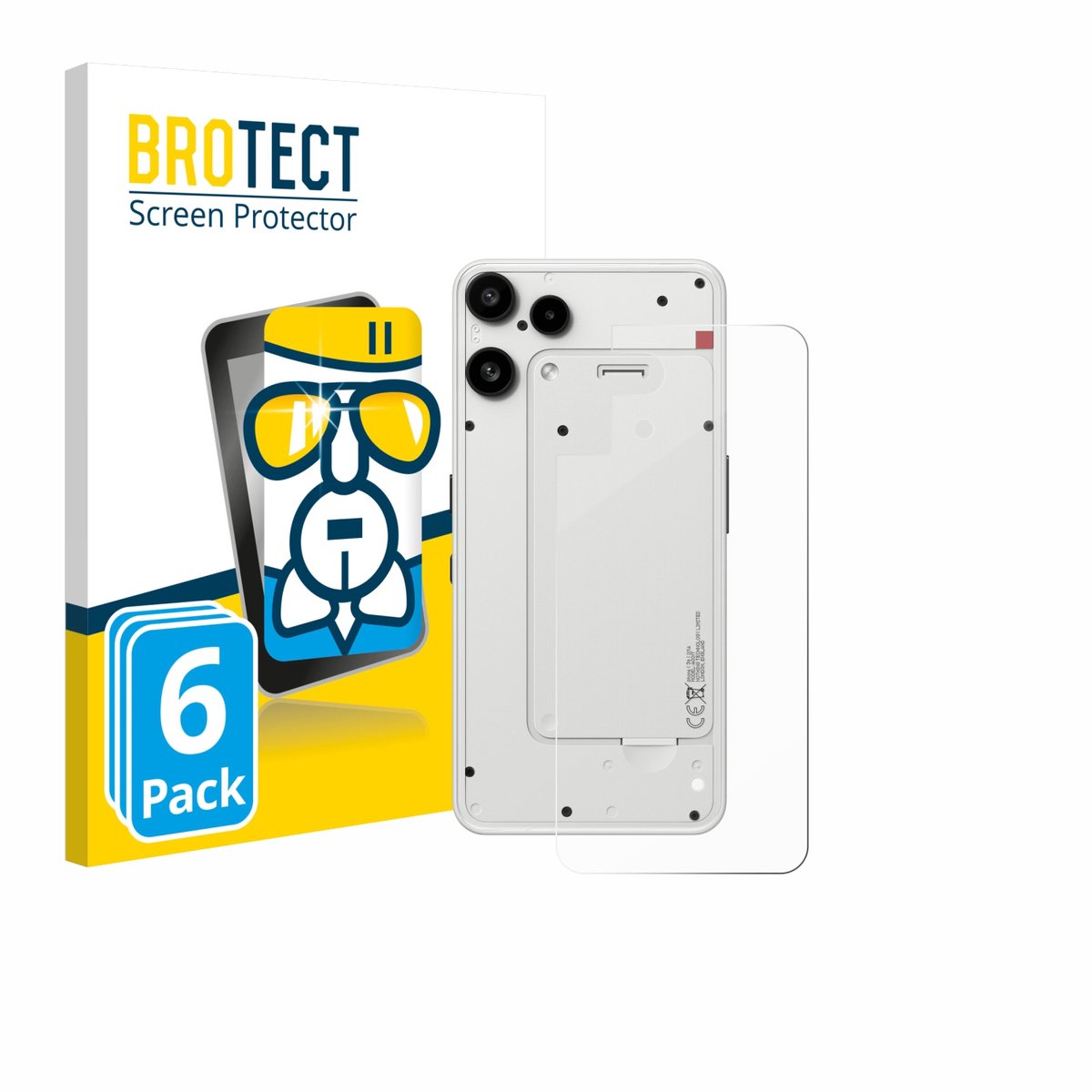 Screenprotector 6 Stuks voor Nothing Phone (3a) Lite (Achterkant) Beschermglas transparant