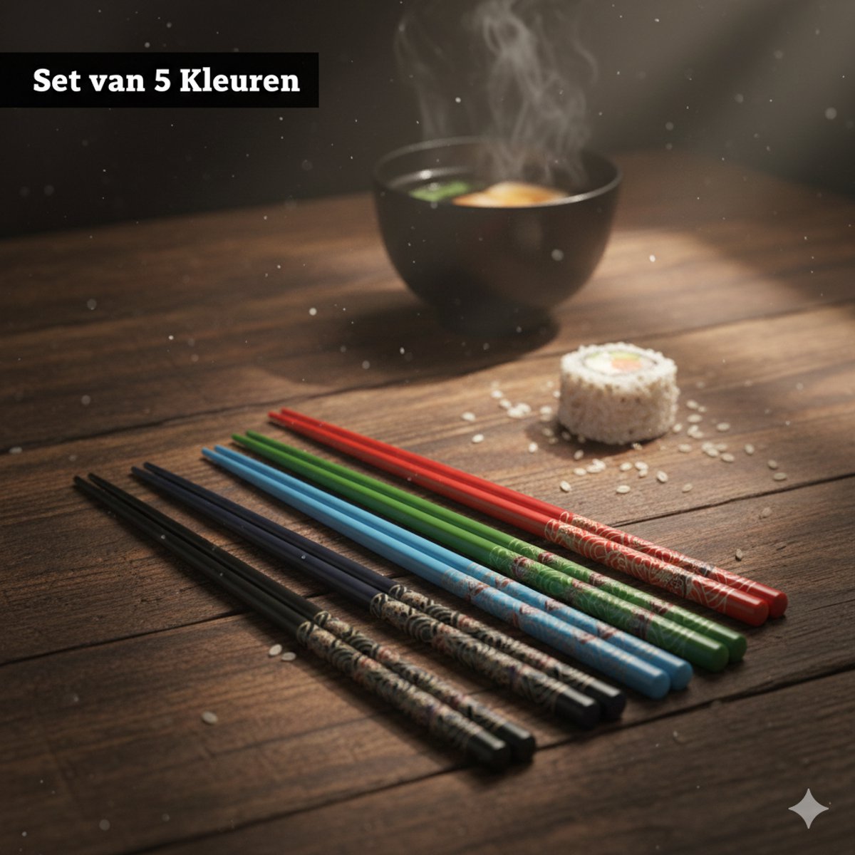 Japanse Eetstokjes – Set van 5 Kleuren – Herbruikbaar