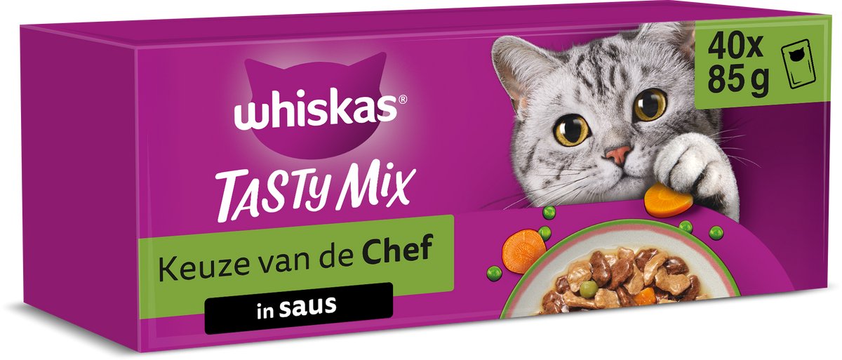 Whiskas Whiskas Kattenvoer - Adult 1+ - Tasty Mix Keuze Chef in Saus - 40x85g