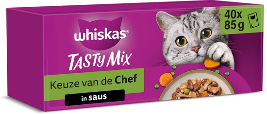Whiskas Kattenvoer - Adult 1+ - Tasty Mix Keuze Chef in Saus - 40x85g